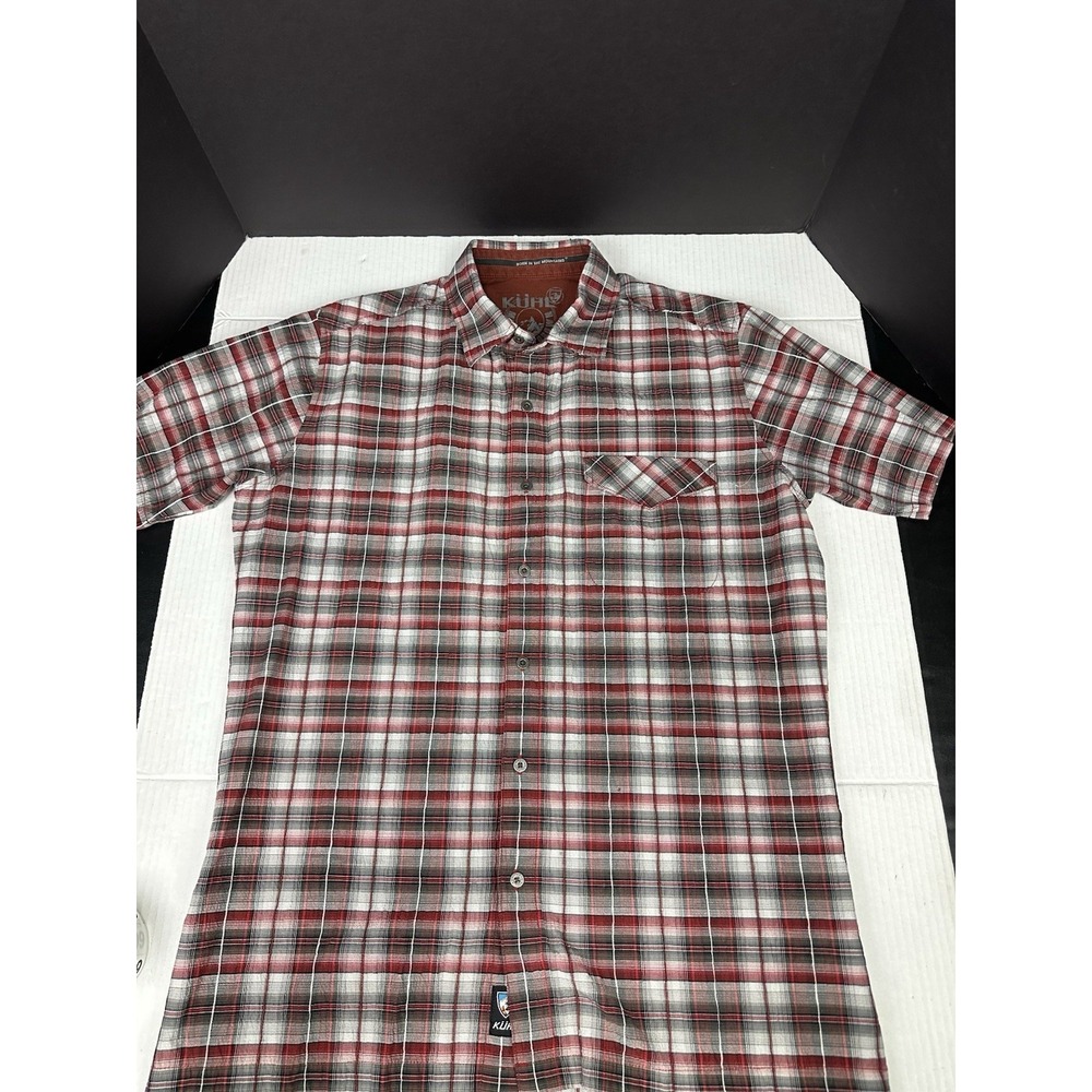Kuhl Shirt Mens Medium Red Plaid Button Up Hiking Fishing Camping